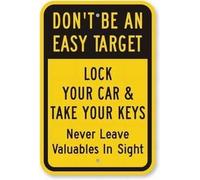 peiyeety Metal Wall Sign Don'T Be An Easy Target Yellow Vintage Style Safety Sign Wall Mount Office Bedroom Entrance Garage Parking Gift For Women Men 8x12 Inch