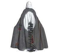peiyeety Moon Pine Tree Pattern Hooded Cloak for Halloween, Role-playing, Costume Parties, and More