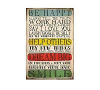 peiyeety Motivational Positive Tin Metal Sign, Little Reminders Wall Décor, Be Happy Dream Big Smile, Encourage Gift for Kids Teens Women Home Office Bedroom Living Room Cafes 8"x12"