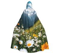 peiyeety Mountain Daisy Meadow Pattern Unisex Hooded Cloak Costume Cape for Halloween Vampire Witch Cosplay Wizard