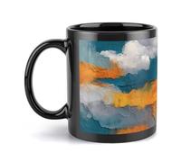 peiyeety Mug, 11oz Ceramic Coffee Cup, Dark Waves, Floating Light Gift for Holiday, Wedding, Party, Excellent for Home and Office Use