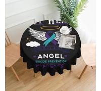 peiyeety My Hero is Now My Angel Awareness Round Table Cloth 60 Inch Waterproof Splash Resistant Wrinkle Tablecloth Kitchen Table for Indoor Outdoor Restaurant Decor