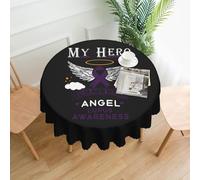 peiyeety My Hero is Now My Angel Lupus Awareness Round Table Cloth 60 Inch Waterproof Splash Resistant Wrinkle Tablecloth Kitchen Table for Indoor Outdoor Restaurant Decor