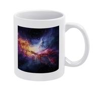 peiyeety Nebula and Galaxy in The Universe White Ceramic Mug Thick Base Coffee Cup Gift for Home and Office Use, 3.8in X 3.2in