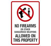 peiyeety No Firearms or Other Dangerous Weapons Allowed on This Property Tin Sign 12x8 Inch, Metal Warning Notice Plaque, Red Black White Security Sign for Home Business Office Entry Door Wall Decor