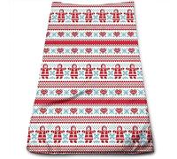 peiyeety Nordic Hand Bath Towels for Bathroom,Christmas Winter Motifs European,Quality Towels for Bathroom, Quick Dry Soft and Absorbent Towel Red Sky Blue White, 27.5x16in