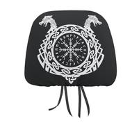 peiyeety Norse Mythology Viking Ancient Celtic Knot Symbol Car Head Rest Covers Set Auto Front/Rear Seats Headrest Cover Universal Fit Most Cars, Sedan, SUV, Unique Gift for Women Men