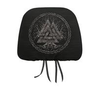 peiyeety Norse Mythology Viking Ancient Celtic Knot Symbol Car Head Rest Covers Set Auto Front/Rear Seats Headrest Cover Universal Fit Most Cars, Sedan, SUV, Unique Gift for Women Men