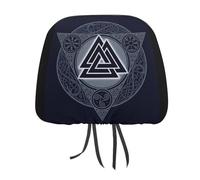 peiyeety Norse Mythology Viking Ancient Celtic Knot Symbol Car Head Rest Covers Set Auto Front/Rear Seats Headrest Cover Universal Fit Most Cars, Sedan, SUV, Unique Gift for Women Men