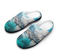 peiyeety Northern Lights over The Lofoten Islands Norway Mens Memory Foam Slippers Lightweight Cotton House Shoes for Indoor Outdoor42-43