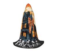 peiyeety Orange Halloween Bat Castle Hooded Cloak For Adult Teenager Halloween Hooded Cape Wizard Robe With Cape Fear