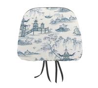 peiyeety Oriental Chinoiserie Chinese StyleCar Head Rest Covers Set Auto Front/Rear Seats Headrest Cover Universal Fit Most Cars, Sedan, SUV, Unique Gift for Women Men, 1 PCS