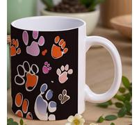 peiyeety Pawful Paws Print Coffee Mug Ceramic with Handle, Personalized 11 OZ Dringking Cup for Women Office, for Tea Mom, Dad, Friends, Boyfriend, Girlfriend