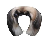 peiyeety Pekingese Dog Travel Pillow Memory Foam - Comfortable U Shape Neck Pillows for Sleeping, Neck and Head Support Portable Airplane Pillow Adjustable Flight Pillow, Washable Cover