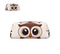 peiyeety Pencil Case Leather Cute owl with Zipper Portable Aesthetic Pen Pouch Waterproof Cute Pen Bag for Office