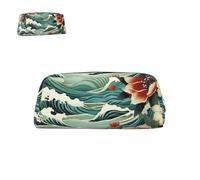 peiyeety Pencil Case Leather Waves with Zipper Portable Aesthetic Pen Pouch Waterproof Pen Box Cute Pen Bag for Office