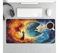 peiyeety Phoenix and Lady Large Gaming Mouse Pad 12x24 Inch, Extended Desk Mat with Non-Slip Rubber Base, Waterproof Computer Keyboard & Mouse Pad, for Office Home Gamer