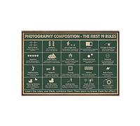 peiyeety Photography Composition - The First 19 Rules Vintage Metal Tin Sign Green Poster Camera Knowledge Wall Decor Metal Sign For Home Room Kitchen Office Coffee Bar 12x16 Inch