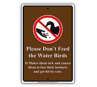 peiyeety Please Don't Feed The Water Birds Warning Metal Tin Sign Waterproof Rustproof Wall Decor Clear Print for Lake Pond Park Wildlife Refuge Animal Protection Reminder 8×12 Inch