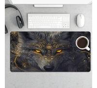 peiyeety Predatory Wolf Large Gaming Mouse Pad 12x24 Inch, Extended Desk Mat with Non-Slip Rubber Base, Waterproof Computer Keyboard & Mouse Pad, for Office Home Gamer