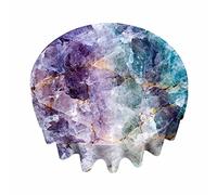 peiyeety Quartz Stone Pattern Round Tablecloth 60 Inch Colorful Crystal Rock Precious Gem Blue Purple Ore Rough Shiny Geology Nature Transparent Table Cover Protector for Holiday, Party, Wedding
