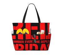 peiyeety R.E.D Remember Everyone Deployed Red Friday Pattern Large Beach Tote Bag For Women With Zipper & Wet Pocket, Lightweight Foldable Gym Tote For Travel, Grocery, Swim, Sports