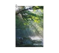 peiyeety Rain Stream in Jungle Stones Under Shadows Microfiber Golf Towel with Carabiner Clip, 16x24 Inch Absorbent Waffle Weave Towel for Golf Bags
