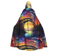 peiyeety Rainbow Bridge Printed Adult Hooded Cloak is a super large, comfortable, and durable Halloween hooded poncho
