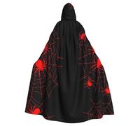 peiyeety Red Spider On The Web Pattern Unisex Hooded Cloak Costume Cape for Halloween Vampire Witch Cosplay Wizard