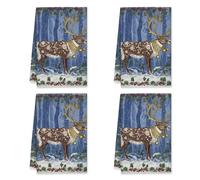 peiyeety Reindeer Kitchen Towels, Christmas Rustic Snowflakes Berries Christmas Blue Reusable Rags for Cleaning House Countertop Decor 16x26 Inch (Set of 2)