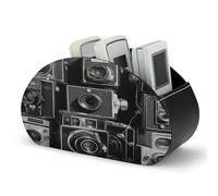 peiyeety Retro Cool Camera Collection Remote Control Holder PU Leather Remote Caddy Remote Box for Nightstand Desk Storage Caddy Store Desktop Storage Box for DVD Glasses Pen Key