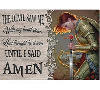 peiyeety Retro Metal Tin Sign The devil saw me with my head down and thought he’d won until i said amen poster Vintage Metal Tin Sign Wall Art Decor 6x8 inch