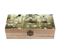 peiyeety Retro Solid Wood Storage Box Decorative Birdcages And Birds Wooden Crates Storage Containers for Jewelry Crafts Storage
