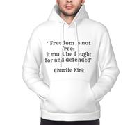 peiyeety RIP Charlie Kirk Hoodie Freedom Is Not Free, It Must Be Fought For And Defended Men's Sweatshirt XL Black