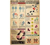 peiyeety Roller Derby Knowledge Metal Tin Signs Vintage Ice Rink Wall Decor Roller Girl Infographic Tin Posters Room Club Collection Art Plaque 8x12 Inch