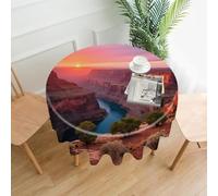 peiyeety Round Tablecloth Desert Canyon at Dusk Print Durable Polyester Fabric Elegant Hemmed Design for Home Dining and Restaurant Use