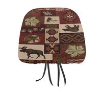 peiyeety Rustic Cabin Wild Lodge Moose Deer BearCar Head Rest Covers Set Auto Front/Rear Seats Headrest Cover Universal Fit Most Cars, Sedan, SUV, Unique Gift for Women Men