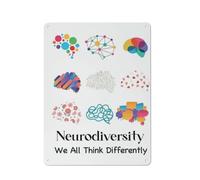 peiyeety Rustic Metal Tin Sign MentalEducation Wall Art Neurodiversity We All Think Differently Wall Art Painting Vintage Plaque for Classroom Nursery Therapist Office Wall Decor 8x12 inch