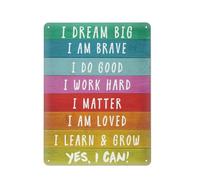 peiyeety Rustic Metal Tin Sign Positive Affirmation Wall Art I Am Brave Inspirational Quotes Wall Art Painting for Nursery Home Bedroom Decor Inspirational Gifts for Teens Birthday Gift 8x12 inch
