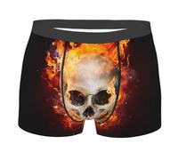 peiyeety Satanic Skull in Flames in the Darkness Mens Boxer Briefs Breathable,Soft Lightweight Stretch Boxer Briefs Underwear For Men S