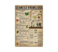 peiyeety Seaweed Knowledge Metal Tin Signs Seaweed Infographic Posters Algae Encyclopedia Guide Plaques Home Room Farmhouse Wall Decor 8"x12"