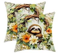 peiyeety Sloth Throw Pillow Covers Set of 2, Warm Brown Animal Decorative Cushion Covers, Nature-Inspired Accents Pillows for Home Sofa Couch Bedroom Decor, Cozy Seasonal Wildlife Style 22x22 Inch