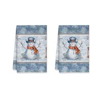 peiyeety Snow Man Kitchen Towels, Winter Cozy Scarf Hat Winter Blue Absorbent Soft Tea Towels Cabin Kitchen Decor 16x26 Inch (Set of 1)