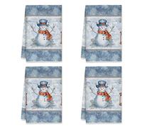 peiyeety Snow Man Kitchen Towels, Winter Cozy Scarf Hat Winter Blue Drying Reusable Kitchen Hand Towels New Home Essentials 16x26 Inch (Set of 2)