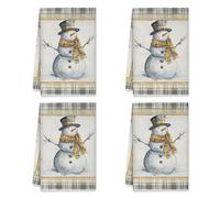 peiyeety Snow Man Kitchen Towels, Winter Cozy Scarf Hat Winter White Drying Reusable Sink Side Towel Rv Kitchen Decoration 16x26 Inch (Set of 2)