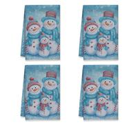 peiyeety Snow Man Kitchen Towels, Winter Playful Scarf Hat Winter Blue Quick Dry Rags for Cleaning House Countertop Decor 16x26 Inch (Set of 2)