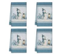 peiyeety Snow Man Kitchen Towels, Winter RusticScarf Winter Blue Absorbent Rags for Cleaning House Festive Home Decor 16x26 Inch (Set of 2)