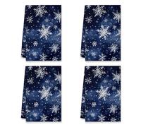 peiyeety Snowflake Kitchen Towels, Winter Cozy Dot Star Winter Navy Soft Hand Towels New Home Essentials 16x26 Inch (Set of 2)