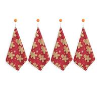 peiyeety Soft and Highly Absorbent Hand Towel Christmas Red Polka Dots Snowflakes Gingerbread Cookies (1) Microfiber Gym Towels Quick Drying Hand Towels Soft Face Towel