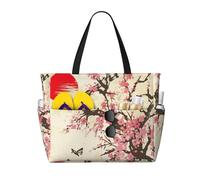 peiyeety Spring Sakura Cherry Blossom Large Beach Tote Bag For Women With Zipper & Wet Pocket, Lightweight Foldable Gym Tote For Travel, Grocery, Swim, Sports